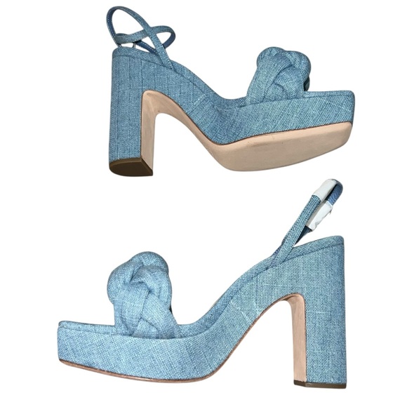 NEW NIB Loeffler Randall Fae Braid Platform Heel Sandal In Blue Denim - Picture 8 of 11